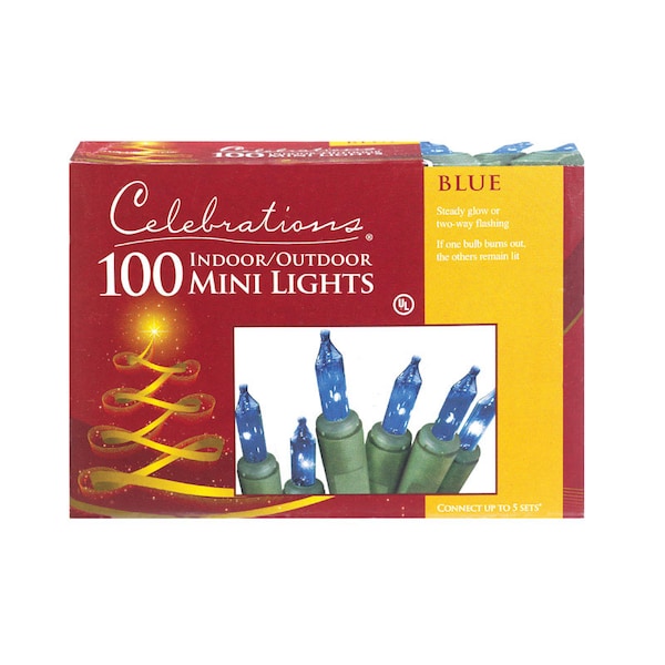 Celebrations Celebrations Red Incandescent Mini Blue 100 ct String Christmas Lights 20 ft. 4004-71 - main